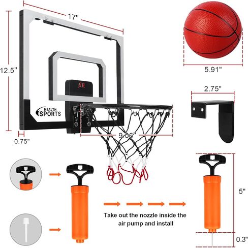 AOKESI Mini Basketball Hoop Indoor with Scorer and Batteries|Inside Basketball Hoop Over The Door with Colorful LED Lighting|Toy Basketball Gifts for Boys Girls Teens Adults in Kuwait