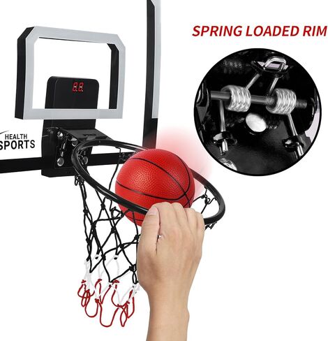 AOKESI Mini Basketball Hoop Indoor with Scorer and Batteries|Inside Basketball Hoop Over The Door with Colorful LED Lighting|Toy Basketball Gifts for Boys Girls Teens Adults in Kuwait