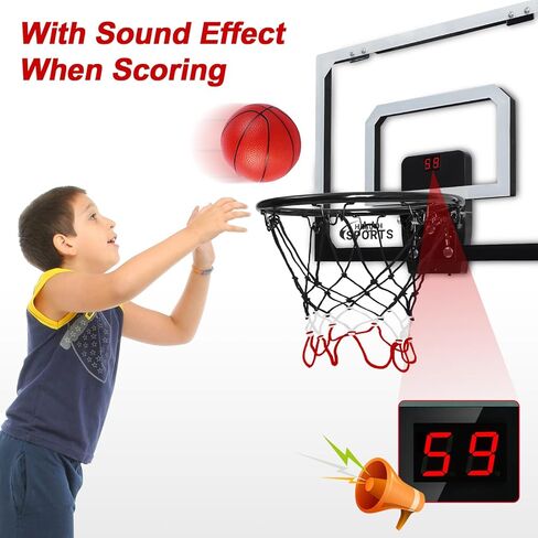 AOKESI Mini Basketball Hoop Indoor with Scorer and Batteries|Inside Basketball Hoop Over The Door with Colorful LED Lighting|Toy Basketball Gifts for Boys Girls Teens Adults in Kuwait