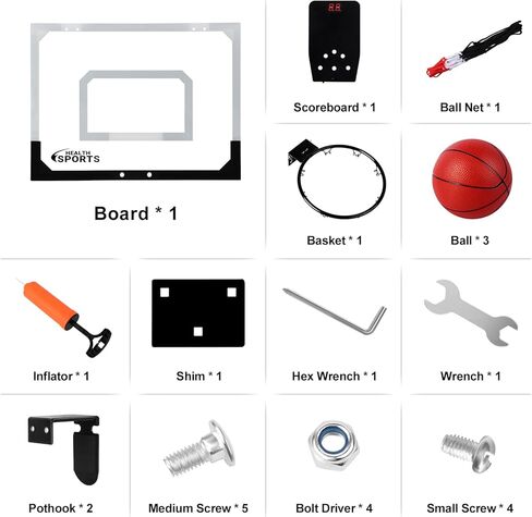 AOKESI Mini Basketball Hoop Indoor with Scorer and Batteries|Inside Basketball Hoop Over The Door with Colorful LED Lighting|Toy Basketball Gifts for Boys Girls Teens Adults in Kuwait