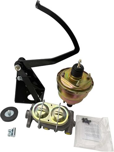 Power Brake Frame Mount Kit Pedal Assembly with Pedal Pad for 1955–1959 Chevy Trucks (Auto. Transmission Only), W/ 7" Dual Diaphragm Brake Booster & Disc/Drum Master Cylinder in Saudi Arabia