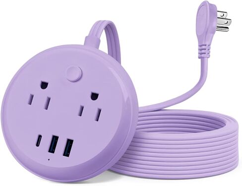 قطاع طاقة مسطح مع منافذ USB C، سلك تمديد للسفر KOOSLA بدون حماية من زيادة التيار - 2 منافذ و3 منافذ USB (1250 وات) - أساسيات الرحلات البحرية لسفينة الرحلات البحرية، المنزل، المكتب، غرفة النوم، 5 أقدام in Kuwait