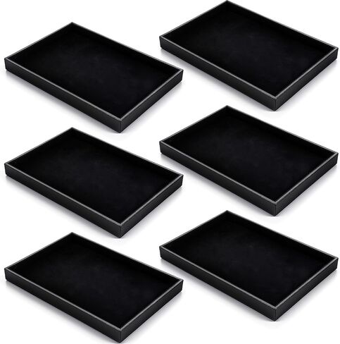 6PCS Black Velvet Stackable Jewelry Trays, Jewelry Organizer Tray for Drawers, Countertop & Dresser, Soft Showcase Trays for Rings, Necklaces, Earrings (Velvet Lining) in Saudi Arabia
