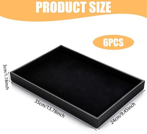 6PCS Black Velvet Stackable Jewelry Trays, Jewelry Organizer Tray for Drawers, Countertop & Dresser, Soft Showcase Trays for Rings, Necklaces, Earrings (Velvet Lining) in Saudi Arabia