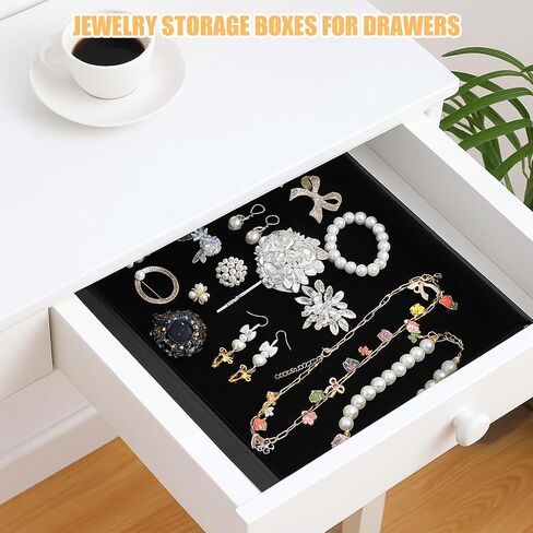 6PCS Black Velvet Stackable Jewelry Trays, Jewelry Organizer Tray for Drawers, Countertop & Dresser, Soft Showcase Trays for Rings, Necklaces, Earrings (Velvet Lining) in Saudi Arabia