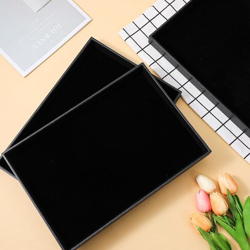 6PCS Black Velvet Stackable Jewelry Trays, Jewelry Organizer Tray for Drawers, Countertop & Dresser, Soft Showcase Trays for Rings, Necklaces, Earrings (Velvet Lining) in Saudi Arabia