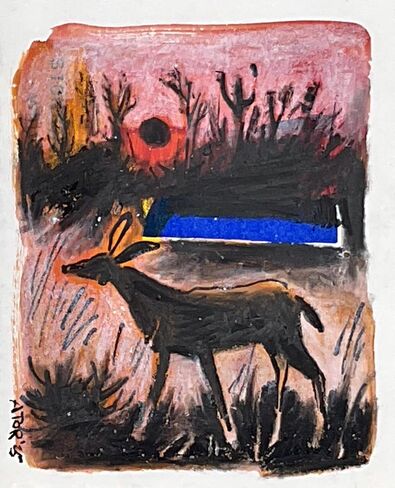 'Doe' - small unique home accent art, in acrylic and ink on heavy print paper in Saudi Arabia