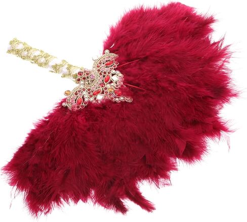 LIFKOME Handheld Rhinestone Plume Fan Wedding Decor Bridal Fan Stage Performance Elegant Girl's Hand in Saudi Arabia