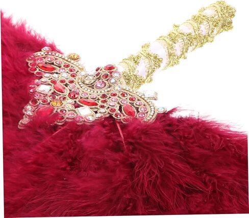 LIFKOME Handheld Rhinestone Plume Fan Wedding Decor Bridal Fan Stage Performance Elegant Girl's Hand in Saudi Arabia