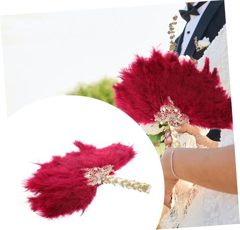 LIFKOME Handheld Rhinestone Plume Fan Wedding Decor Bridal Fan Stage Performance Elegant Girl's Hand in Saudi Arabia