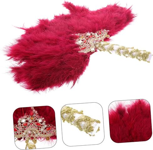 LIFKOME Handheld Rhinestone Plume Fan Wedding Decor Bridal Fan Stage Performance Elegant Girl's Hand in Saudi Arabia