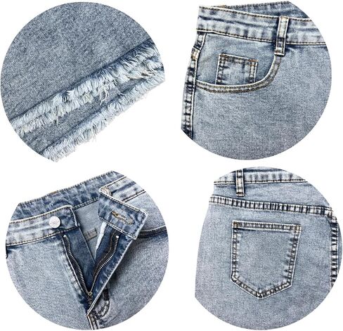 Stretchy Jean Shorts Womens High Waisted Frayed Raw Hem Distressed Denim Shorts Cut Off Shorts Casual in Saudi Arabia
