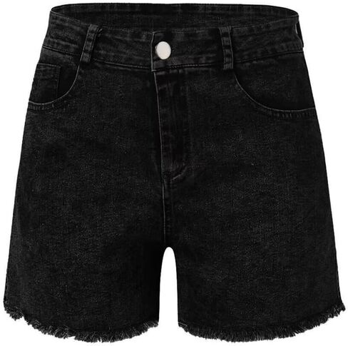 Stretchy Jean Shorts Womens High Waisted Frayed Raw Hem Distressed Denim Shorts Cut Off Shorts Casual in Saudi Arabia