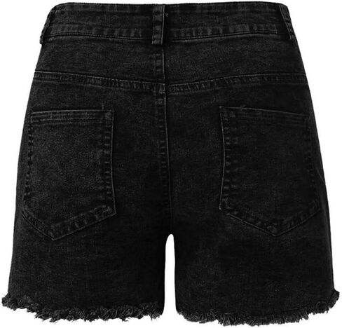 Stretchy Jean Shorts Womens High Waisted Frayed Raw Hem Distressed Denim Shorts Cut Off Shorts Casual in Saudi Arabia