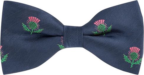 King & Priory Scottish Thistle Navy Navy Blue Herringbone Tie Bow Bow in Saudi Arabia