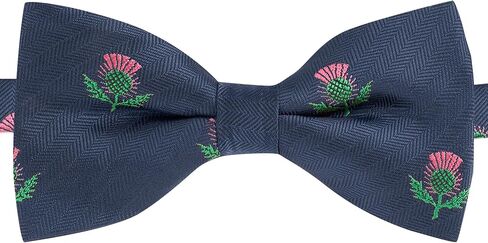 King & Priory Scottish Thistle Navy Navy Blue Herringbone Tie Bow Bow in Saudi Arabia