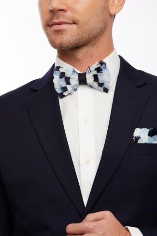 Brackish Iconic Goose Feather Bow Tie - Navy and White Checkerboard - the Summerall in Saudi Arabia