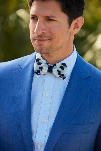 Brackish Iconic Goose Feather Bow Tie - Navy and White Checkerboard - the Summerall in Saudi Arabia