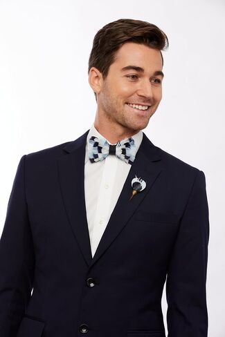 Brackish Iconic Goose Feather Bow Tie - Navy and White Checkerboard - the Summerall in Saudi Arabia