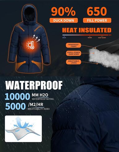 Pioneer Camp Men's Long Winter Coat Parka Hooded Down Jacket Full Zip Up Windproof Jacket Warm Thicken Puffer Jacket in Saudi Arabia