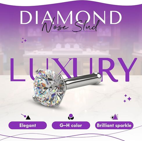 FreshTrends Diamond Vane Ring - 20g 3mm (0.10 ct. Tw) stud genuine الأنف - حلقة الأنف ذات الطراز الذهبي الحقيقي 14K - مصنوعة في حلقات الأنف بالولايات المتحدة للنساء in Kuwait