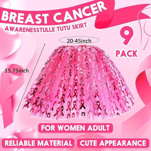 18 Pcs Breast Cancer Awareness Tutu Skirts for Women Running Pink Ribbon Heart Sunglasses Accessories for Charity Fundraiser Public Events Survivors Gifts in Saudi Arabia