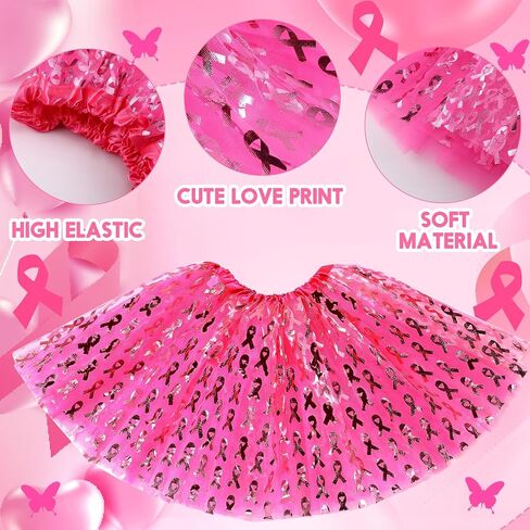 18 Pcs Breast Cancer Awareness Tutu Skirts for Women Running Pink Ribbon Heart Sunglasses Accessories for Charity Fundraiser Public Events Survivors Gifts in Saudi Arabia