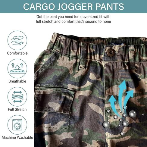 Women's High Waist Jogger Pants - Casual Cargo Elastic Waistband Camo Sweatpants Tapered Fatigue with 6 Pockets C-01 3X in Saudi Arabia