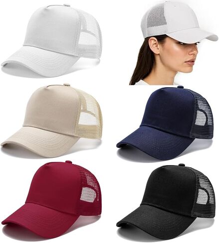 5 Pieces Vintage Washed Plain Baseball Cap Distressed Dad Golf Hat for Men Women Multicolor in Saudi Arabia