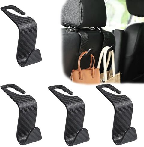 4 Pack Car Seat Hook, Carbon Brazed Car Hooks for Hanging Bags, S Type Hanger Storage Organizer for Handbag, Black in Saudi Arabia