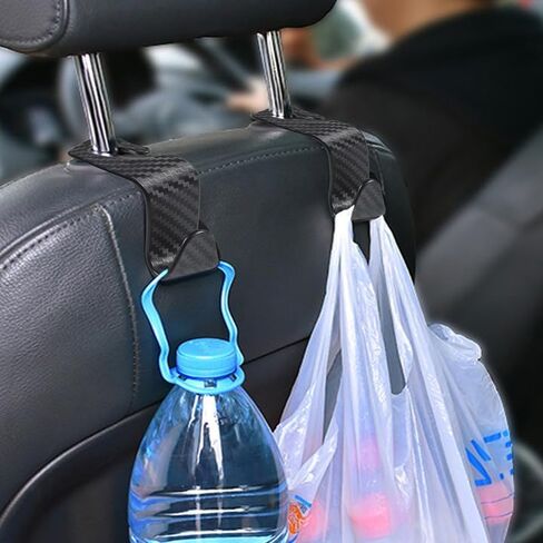 4 Pack Car Seat Hook, Carbon Brazed Car Hooks for Hanging Bags, S Type Hanger Storage Organizer for Handbag, Black in Saudi Arabia