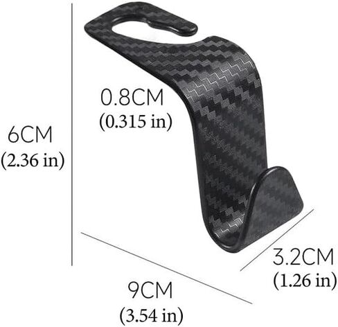 4 Pack Car Seat Hook, Carbon Brazed Car Hooks for Hanging Bags, S Type Hanger Storage Organizer for Handbag, Black in Saudi Arabia