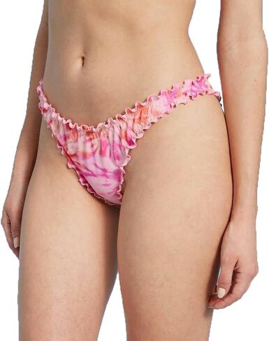 Shade & Shore Women's Ribbed Ruffle High Leg Extra Cheeky Bikini Bottom - in Saudi Arabia