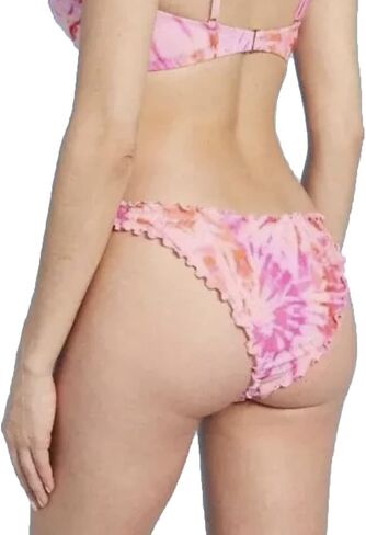 Shade & Shore Women's Ribbed Ruffle High Leg Extra Cheeky Bikini Bottom - in Saudi Arabia