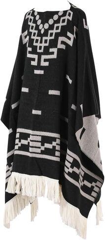 Women's Fashion Travel Shawl Wrap Pullover Poncho Cape Long Pashmina Blanket for Fall Winter Tassels Sweater Top in Saudi Arabia