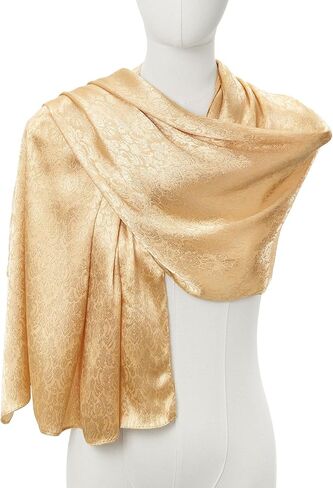 Silk Jacquard Shawl Wraps for Women, Solid Color Reversible Formal Pashmina Scarf Evening Dress Stole in Kuwait