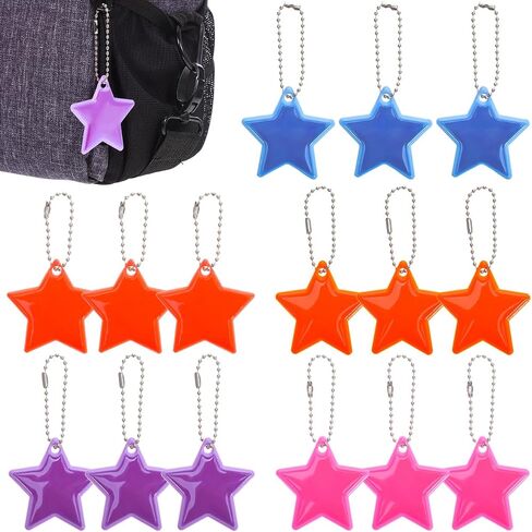 PRETYZOOM 15pcs Safety Reflective Pendant, Star-Shaped Reflective Keychain for Schoolbag, Purse, Wheelchair, Bicycle, Zipper Reflection Hanging Tag for Kids, Adults in Saudi Arabia