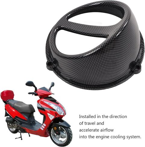 Motorcycle Air Scoop Cover, ABS Material Carbon Fiber Style Motorcycle Engine Cooling Fan Cover Replacement for GY6 125cc 150cc 152QMI 157QMJ in Saudi Arabia