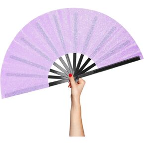 Large Rave Folding Hand Fan Popping Fan Clacking Fans for Line Dancing, Big clap Fans foldable Boots on The Ground Fan for Outdoor,Wedding,Party,Decoration (Black) in Kuwait