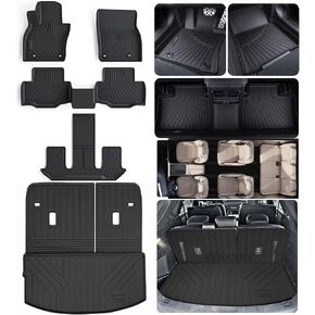 Large Cargo Liners with Backrest Mat for 2024 2025 Mazda CX90 CX-90 7&8 Seats(Not for 6 Seats), TPE All Weather Protection Trunk Mat with Velcro Rear Seats Backrest in Saudi Arabia
