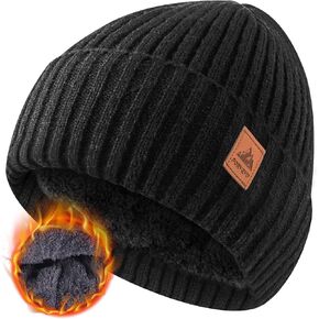 Beanie for Men Women, Winter Warm Hat with Fleece Lined, Thermal Kint Beanie Ski Cuffed Cap for Cold Weather in Saudi Arabia