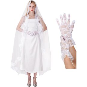 choyaxo Lace Veil Long Floral Bridal Veil for Halloween Wedding in Saudi Arabia
