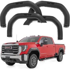 Rough Country Sport Fender Flares for GMC Sierra 2500HD/3500HD (2020-2025) - 6.5" Flare Height, Paintable Flat Black ABS, UV-Protected, No-Drill Install in Saudi Arabia