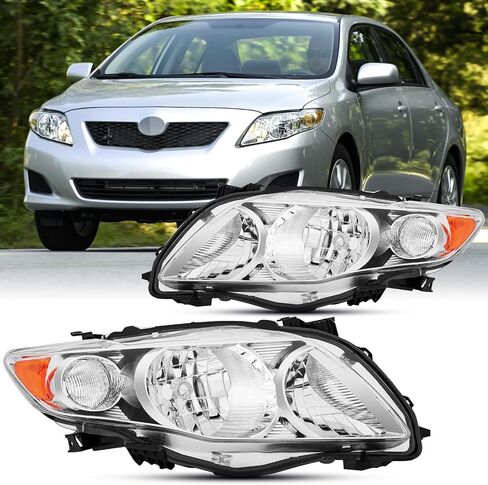 2PCS Headlights Assembly North America built Models For 2011 2012 2013 Toyota Corolla CE LE S L Replacement Headlamps Driver and Passenger Side Chrome Housing Amber Corner in Saudi Arabia