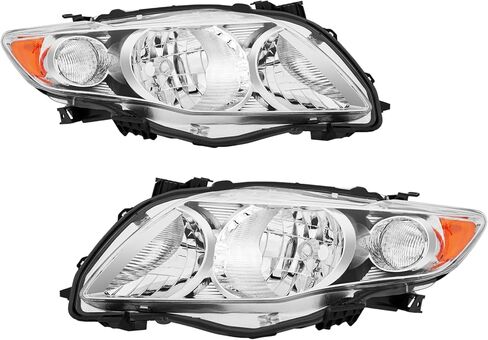 2PCS Headlights Assembly North America built Models For 2011 2012 2013 Toyota Corolla CE LE S L Replacement Headlamps Driver and Passenger Side Chrome Housing Amber Corner in Saudi Arabia