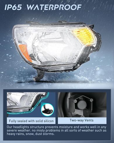 مجموعة Nilight Headlight Assembly متوافقة مع 2012 2013 2014 2015 Toyota Tacoma Pickup Prace Brace Brace Brace Brade Chrome Housing Amber Reflector Side and Passenger in Kuwait