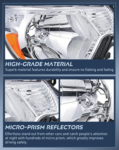 مجموعة Nilight Headlight Assembly متوافقة مع 2012 2013 2014 2015 Toyota Tacoma Pickup Prace Brace Brace Brace Brade Chrome Housing Amber Reflector Side and Passenger in Kuwait