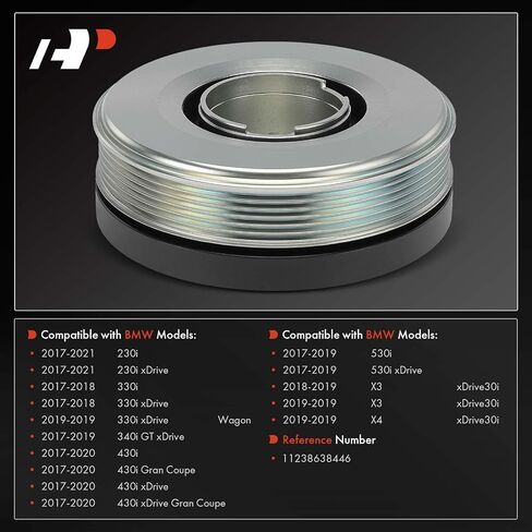 A-Premium Engine Harmonic Balancer Pulley Compatible with BMW 330i 2017-2018, 530i 2017-2019, X3 2018-2019, 430i 2017-2020, 430i xDrive Gran Coupe, X4, 230i, 340i GT 330i 430i 230i 530i xDrive in Saudi Arabia