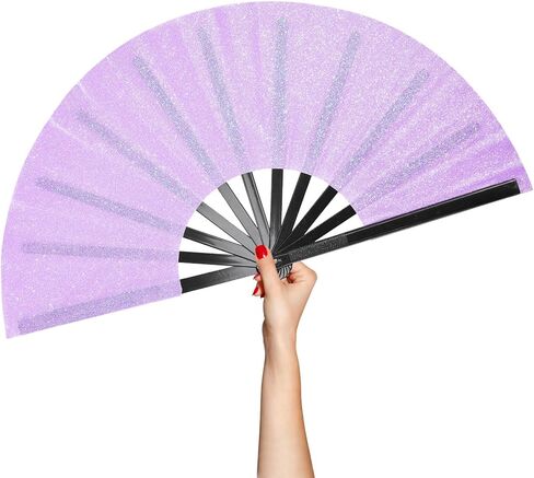Large Rave Folding Hand Fan Popping Fan Clacking Fans for Line Dancing, Big clap Fans foldable Boots on The Ground Fan for Outdoor,Wedding,Party,Decoration (Black) in Kuwait