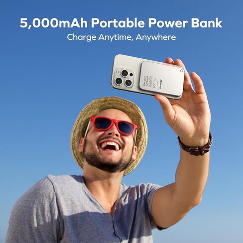 MOMAX Magnetic Power Bank 10000mAh, Magnetic Enhancement Wireless Portable Charger, Wired 20W Fast Charging Battery Pack, Compatible with Magsafe, iPhone 15/14/13/12 Series, USB C Cable Included in Kuwait
